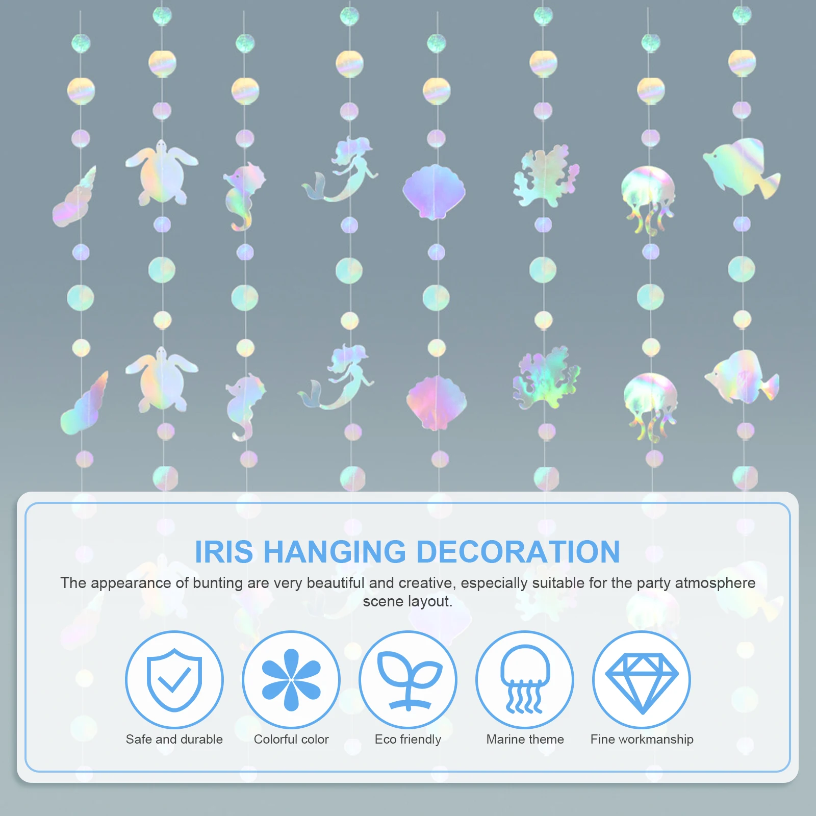 

8Pcs Creative Ocean Mermaid Garland Hanging Banner Party Decorative Conch Garland Birthday Supplies Mermaid Garlands