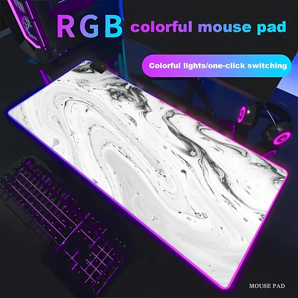 

RGB Mairuige Черный коврик для мыши с мраморным узором, декоративный коврик для компьютерного стола, аксессуары для офиса, коврик для ноутбука, геймерский коврик для клавиатуры HYBXAXC