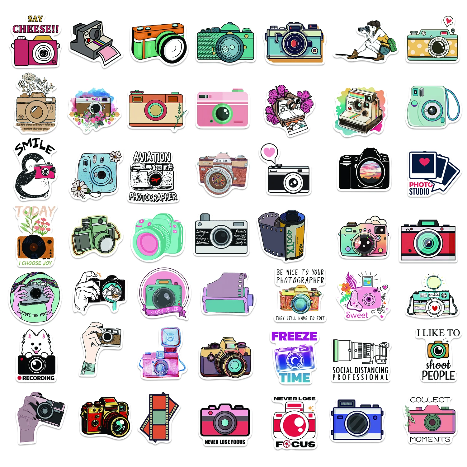 50PCS Photographer Scrapbook Stickers DIY Diary Laptop Luggage Skateboard Graffiti Decal Fun Stylish Classic Toys