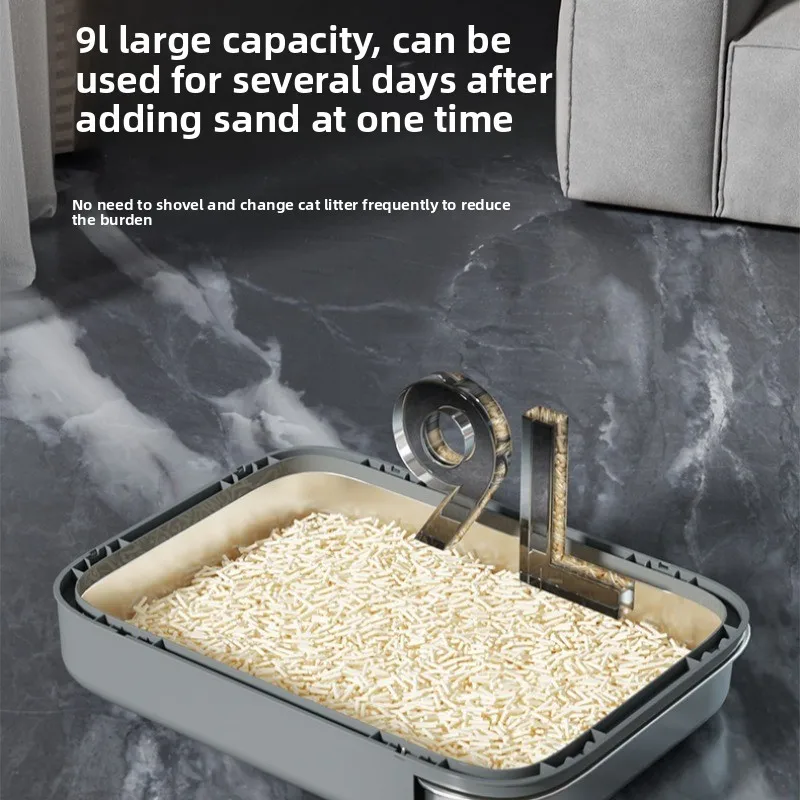 XXL Stainless Steel Drawer Anti Splash Easy Clean Automatic Self Cleaning Enclosed Cat Litter Box Enclosed Design view 6
