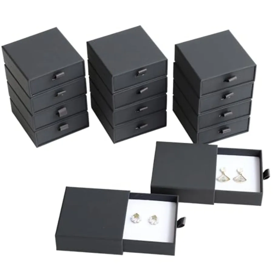 

40Pcs Dark Gray Small Jewelry Boxes 3.54×3.54×1.26in Cardboard Jewelry Gift Boxes Jewelry Packaging for Small Business for Neck