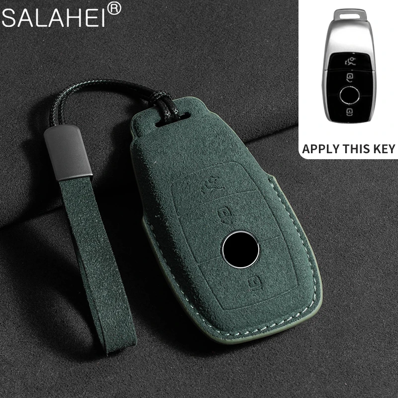 

Car Key Case Cover Shell for Mercedes Benz A C E S G Class GLC CLE CLA W177 W205 W213 W222 X167 AMG Fob Suede Keychain Accessory