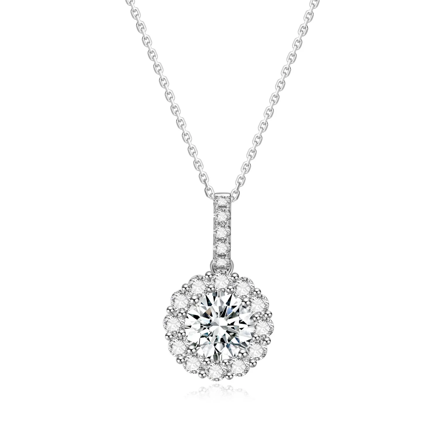 

NGIC/NGTC 0.5/0.6/1ct Sunflower Lab Grow Diamonds Pendant 18K White Gold Necklace Pendant Elegant Wedding Boutique Jewelry