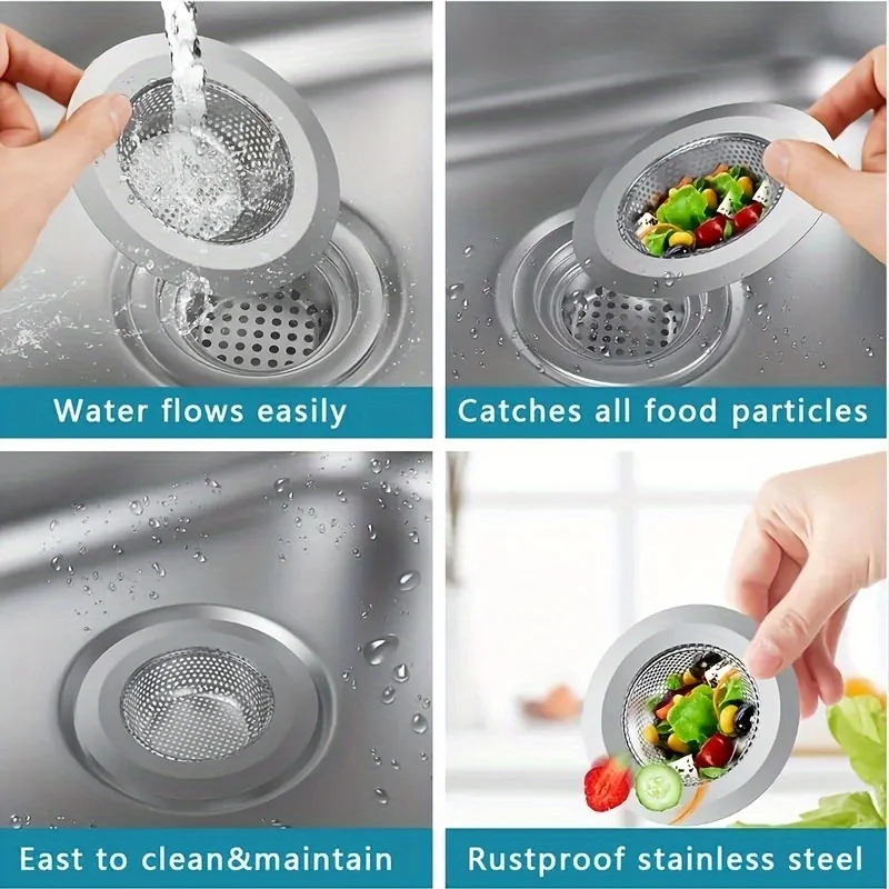 2pcs Kitchen Sink Strainer, Stainless Steel Sink Drain Strainer, Large Wide Rim 4.5\