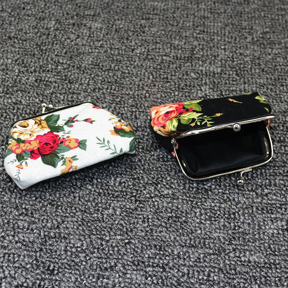 1pcs New Elegant Roses Canvas Mini Coin Purses Zero Wallet Lady Zero Wallets And Coin Bag Child Girl Women Change Purse