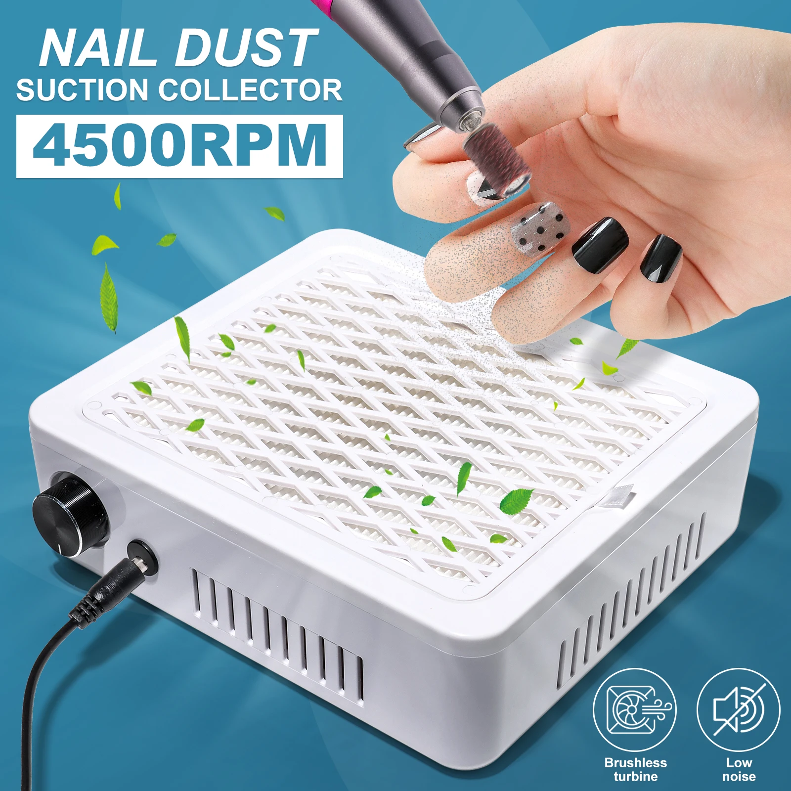 MOSKANY Nail Dust Collector Vacuum Fan Dust Collector for Beginner Powerful Dust Suction Machine for Acrylic Nail Polishing Tool
