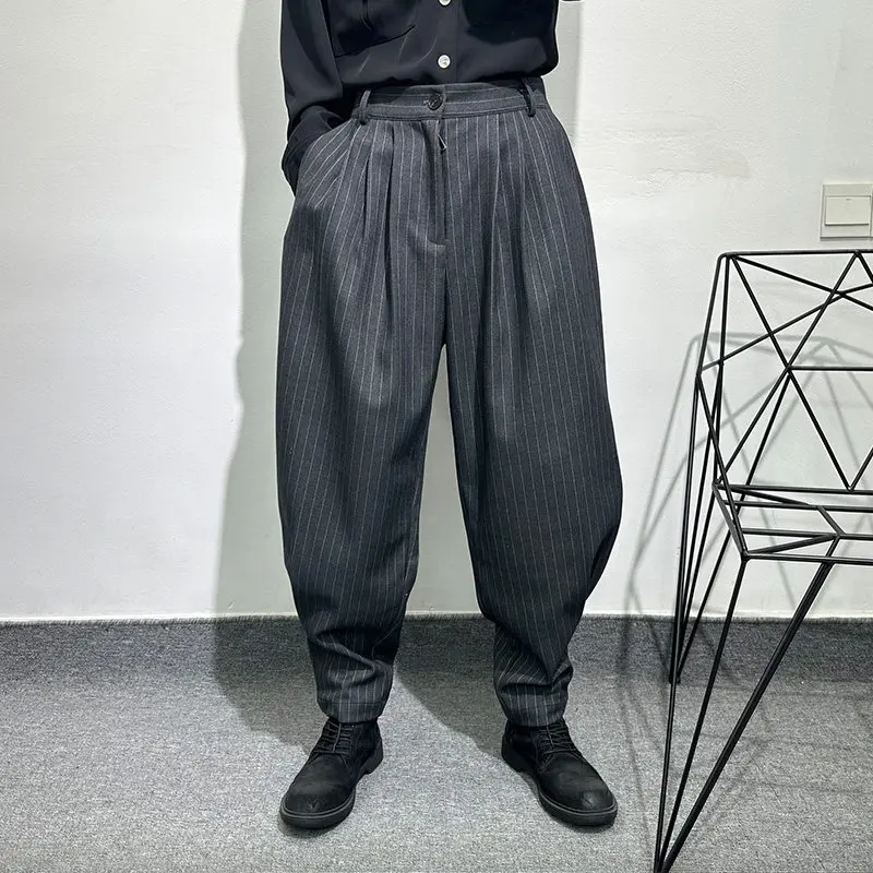 Avant-Garde Bloomers Men's Dark Ruffle Handsome Japanese-Style Retro Loose Cargo Jogger Pants   Personalized Breeches Fashion