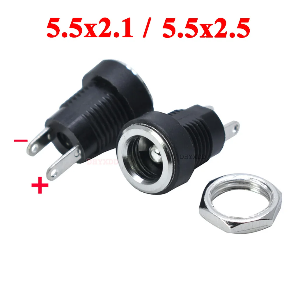 

500pcs 5.5 x 2.1 5.5x2.5mm DC Power Jack Socket Supply Female Panel Mount Connector Plug Adapter 2 Terminal Type DC Connector