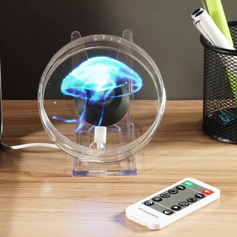 Imagem -02 - Mini Ventilador de Projeção 3d Holográfico Suporte Cartão sd Exibição de Publicidade Comercial Jogador de Publicidade Áudio Holográfico Mach B3k4