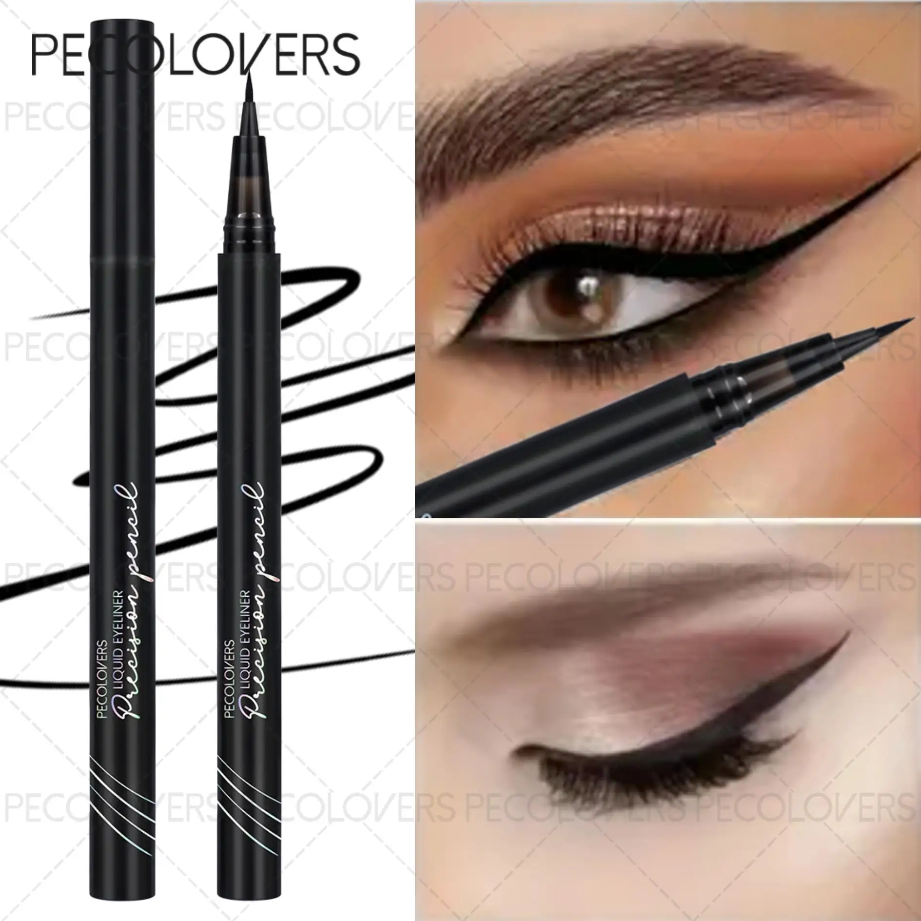 Delineador à prova d'água, delineador líquido de longa duração e secagem rápida, canetas delineadoras elegantes e de secagem rápida