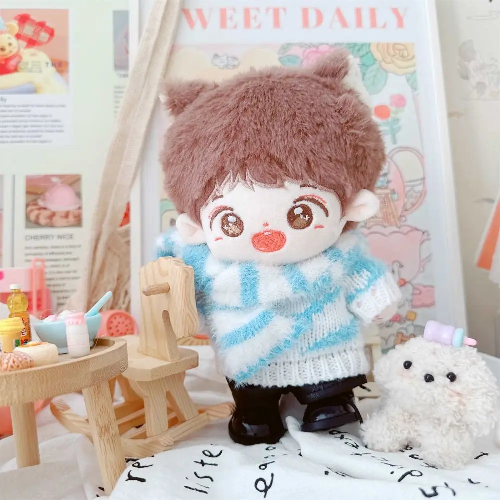 20cm Doll Clothes Change Dressing Game Pink Blue Miniature Sweater Scarf DIY Accessories Knitting Sweater Cotton Stuffed Dolls