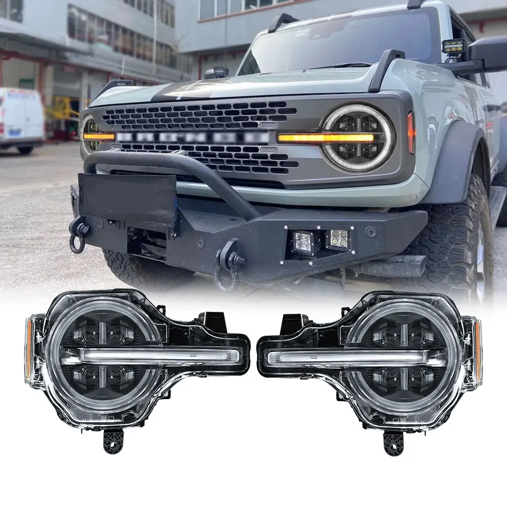 

Led Headlight For Ford Bronco 2021 2022 Rapter 2Door 4Door Front Hi Low DRL Turn Signal Lights Headlamp Assembly Car Accessories