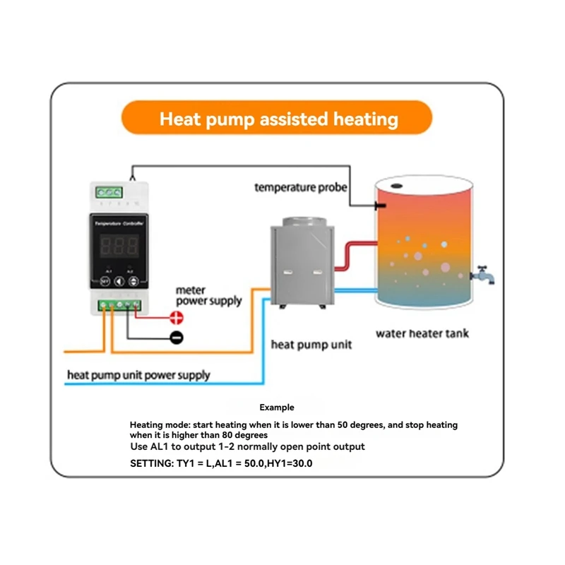 LED Rail Thermostat DC8-24V 2-Way Relay Din Rail Mounted Controller For Heating And Cooling Screw Probe