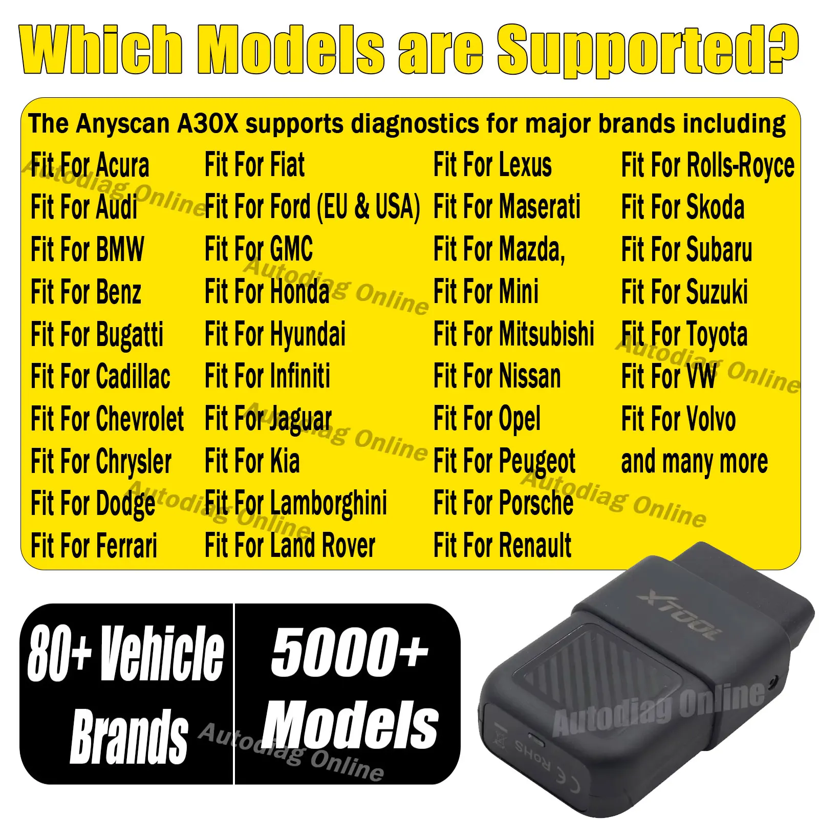 Picture 6: XTOOL A30X Automatic Scanner Car Diagnostic Tool Auto Bluetooth Scanner 26+ Reset Function OBD2 Code Reader Anyscan A30X Scanner