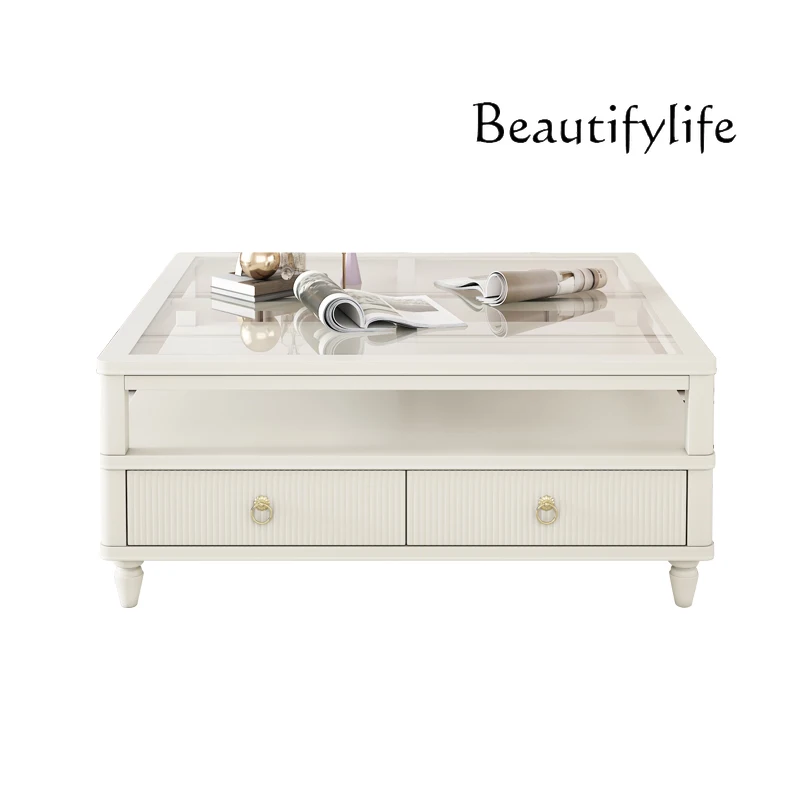 French light luxury modern simple living room coffee  table cream wind TV cabinet combination small apartment storage table