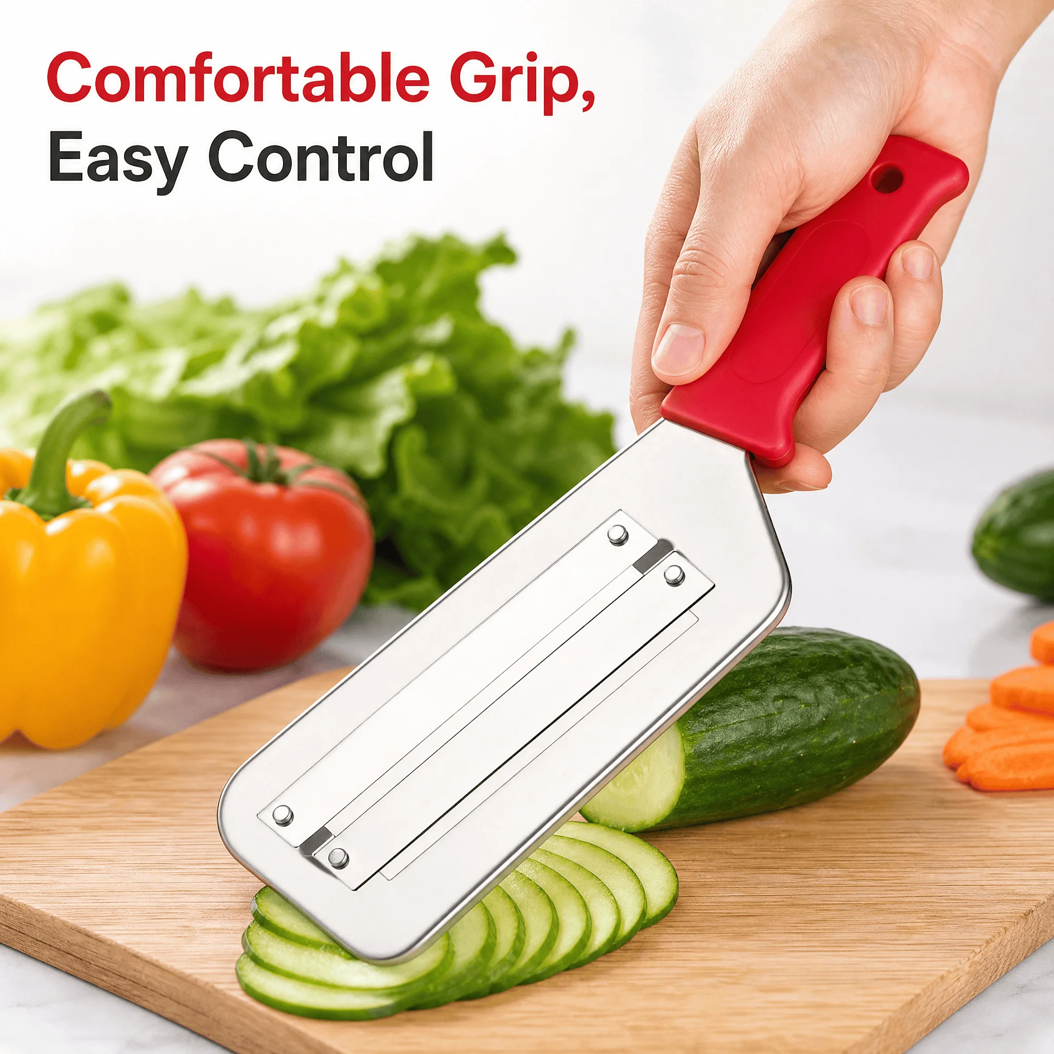 Stainless Steel Vegetable Slicer Peeler Handheld Kitchen Cutter, Manual Fruit Veggie Slicing Tool for Potato Cucumber for Party Food Prep