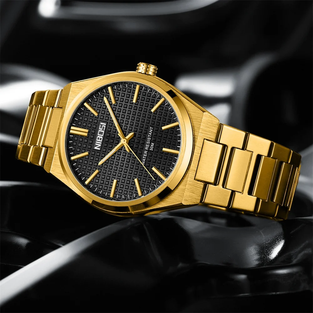 NIBOSI New Fashion Design Quartz Watch for Men Stainless Steel Waterproof Luxury Wristwatch Male Sports Clock Relogio Masculino