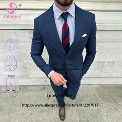 Fashion Groom Wedding Suits For Men Slim Fit 3 Piece Pants Set Formal Groomsmen Dinner Party Notch Lapel Tuxedo Blazer Masculino