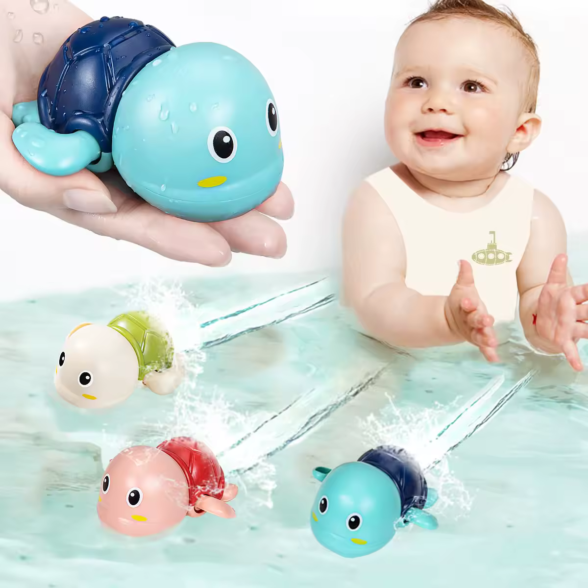 צעצועי אמבטיה לתינוקות צב שחייה חמוד וויל בריכה חוף שרשרת קלאסית שעון מים לילדים משחקי מים