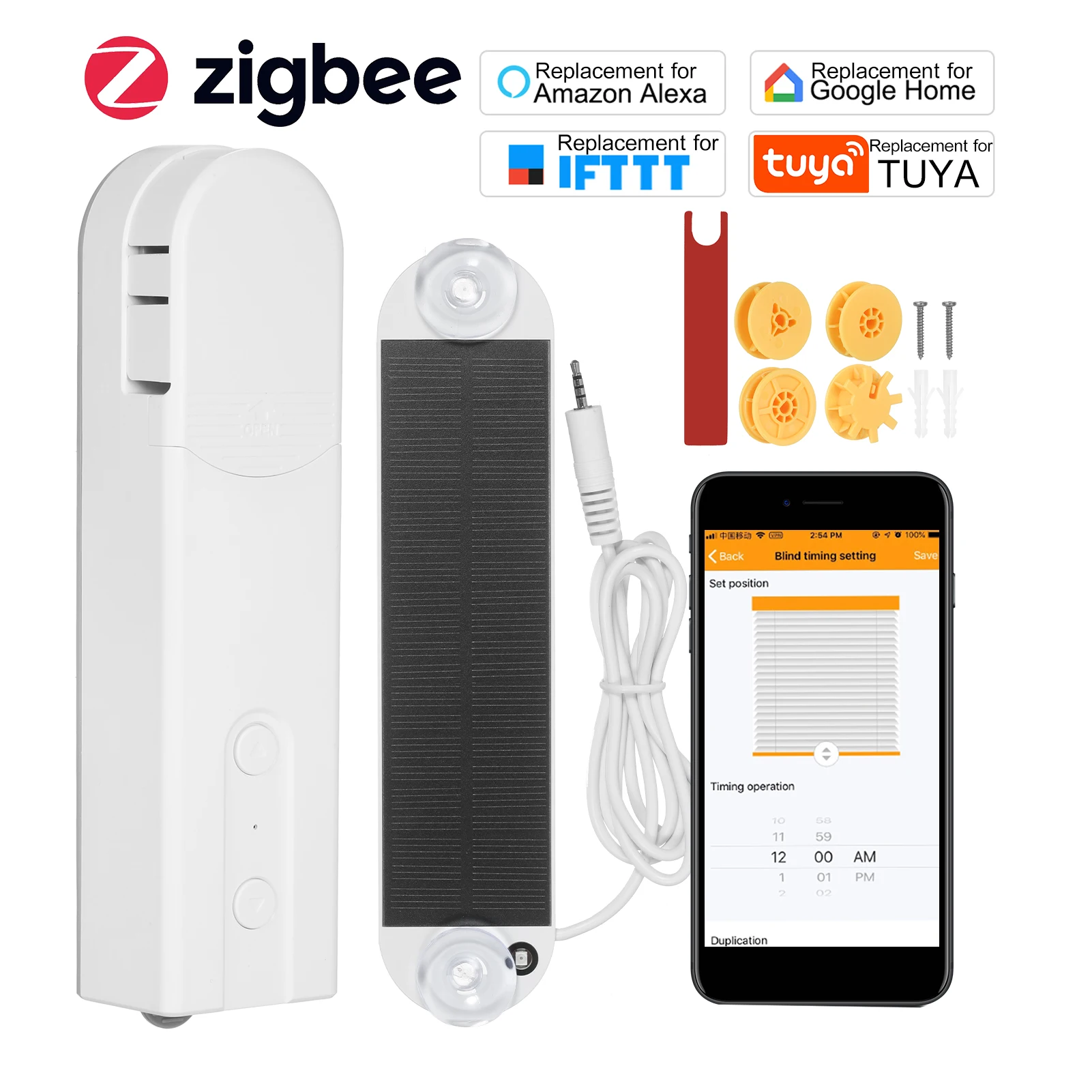 

Tuya Zigbee Automatic Curtain Control System Double Window Blackout Shades Motorized Zebra Roller Blinds