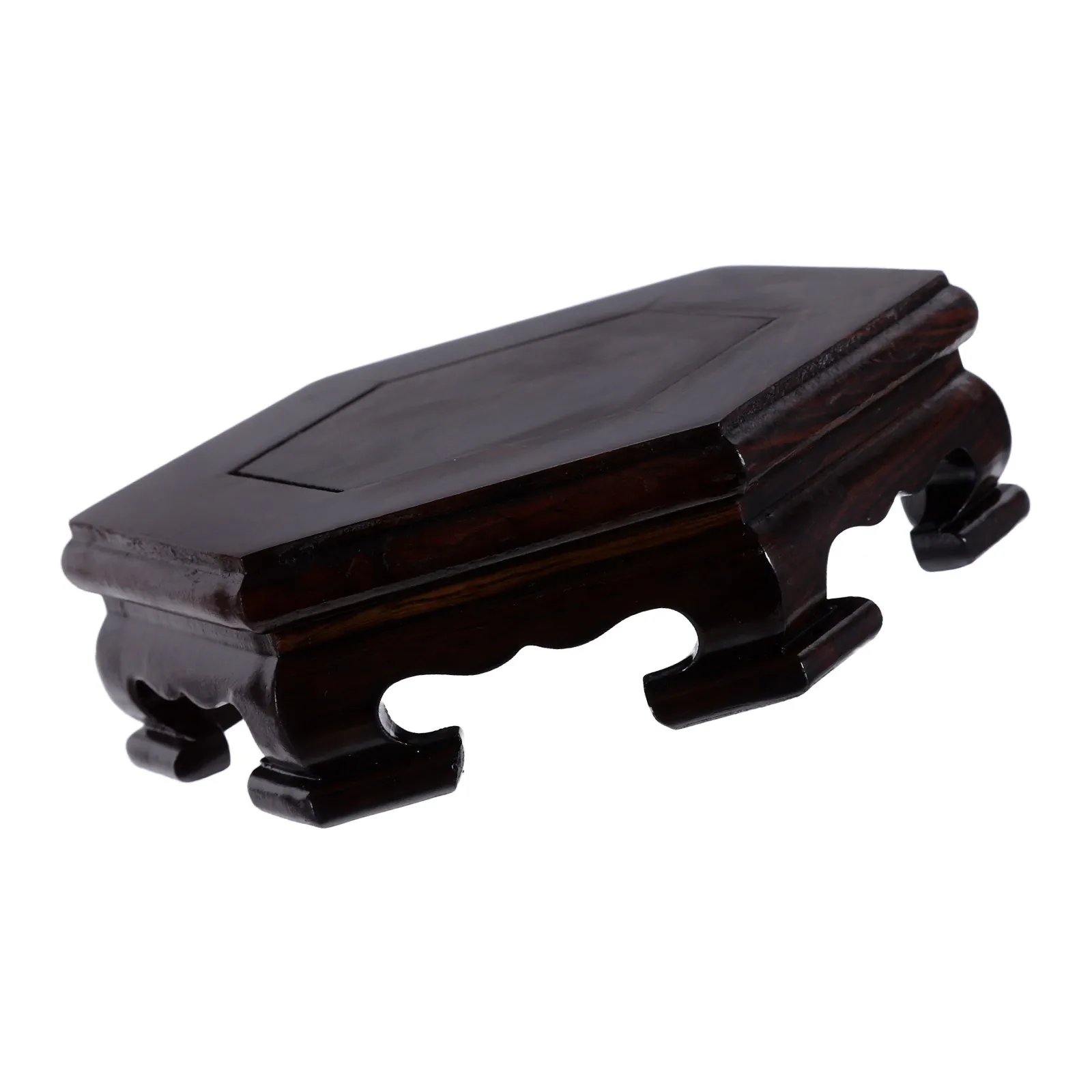 Wooden Hexagon Display Stand Solid Wood Pedestal Base 4.72x4.25x1.42 Inch Vase Teapot Trophy Aquarium Display Riser Elegant