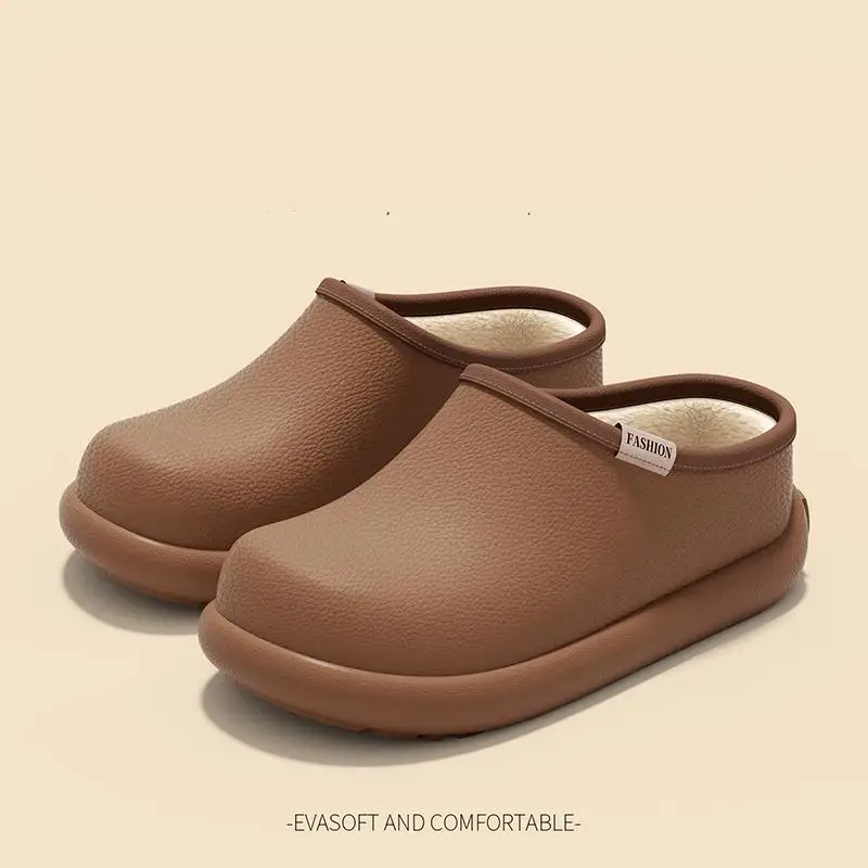 Komfortable, dicke, wasserdichte EVA-Hausschuhe für Damen, Winter 2026, warme Plüsch-Hausschuhe, Paar-Baumwoll-Slides-Schuhe – Detail 10