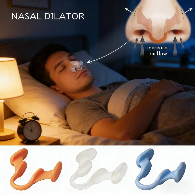 Orange 1pc Silicone Elastic Mini Anti Snoring Nose Clip for Adults Prevent Snoring During Sleep Comfortable Durable anti snoring