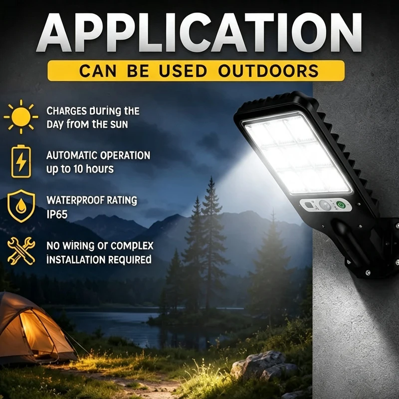 Outdoor 100 LED Motion Sensor Solar Street Lights 3modes Waterproof Wall Lamps for Outside Porch Garden Fence Garage