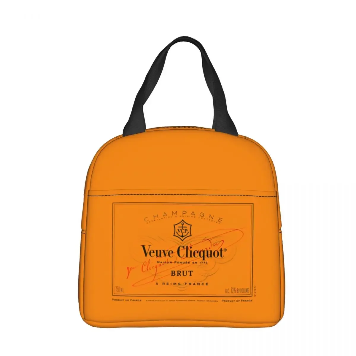 Champagne Orange Insulated Lunch Bags Thermal Bag Lunch Container Veuves Clicquots Large Tote Lunch Box Food Handbags Beach