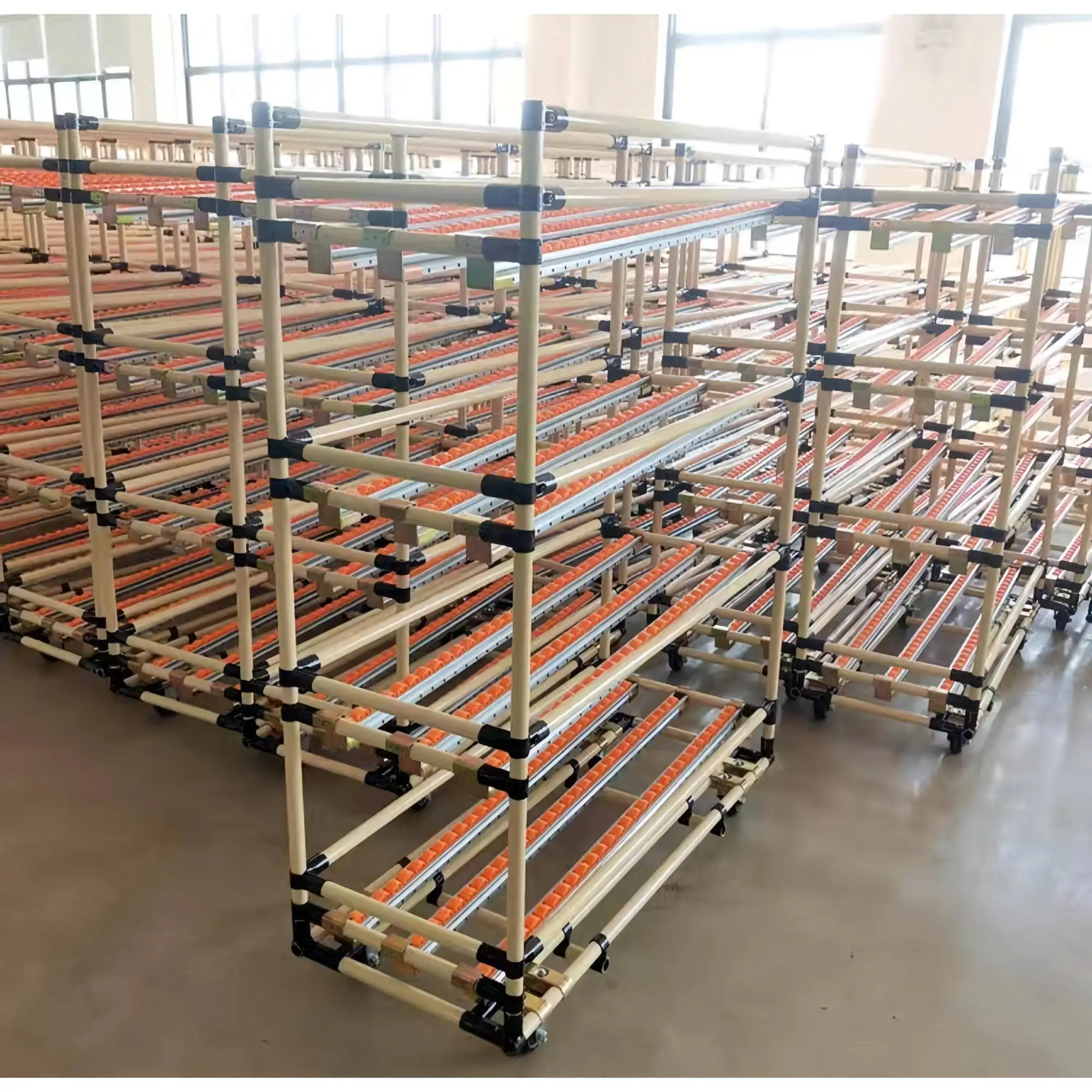 fo- Industrial Collapsible Adjustable Gravity Roller Shelves Steel Flow Rack Shelving System High-Strength%