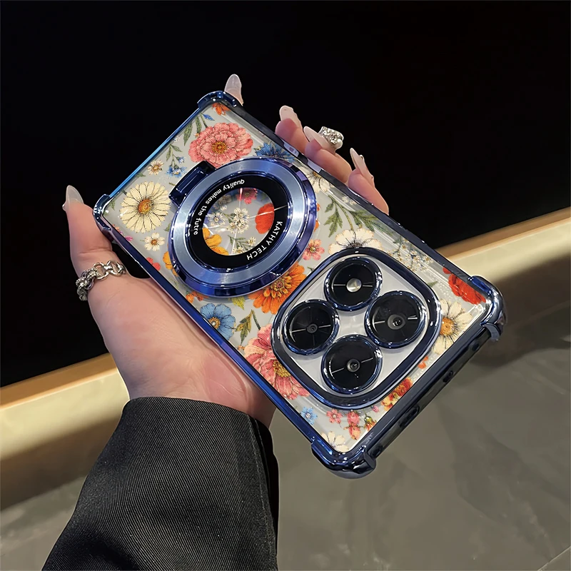 Colorful Flower Phone Case For Honor 600 Pro 50 400 200 Smart Lite Four Corners Anti Drop Plating Corner Protective Cover Fundas