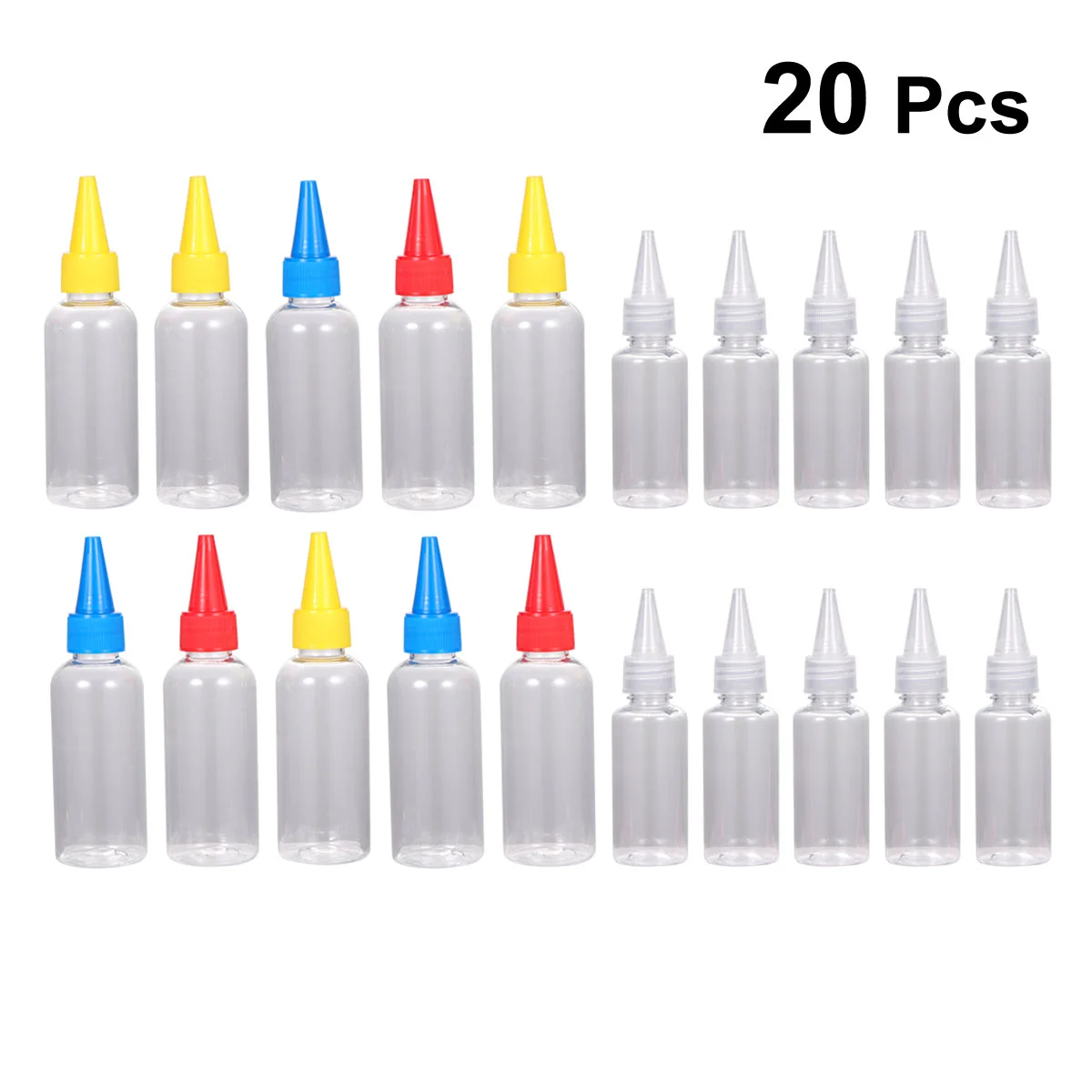 

20PCS Clear Squeeze Bottles Plastic Transparent Dispensers Bottle for Crafts Hair Salon Coloring Dyeing (10PCS 30ML and 10PC