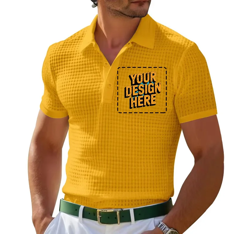 Summer 2025 New Men's Polo Shirt Short-sleeved Button T-shirt Top Free Print Logo Design  Df-88