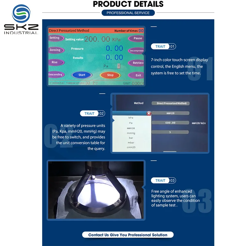 آلة اختبار اختراق المياه ، الضغط الهيدروستاتيكي ، النسيج ، SKZ173F ، ISO1420