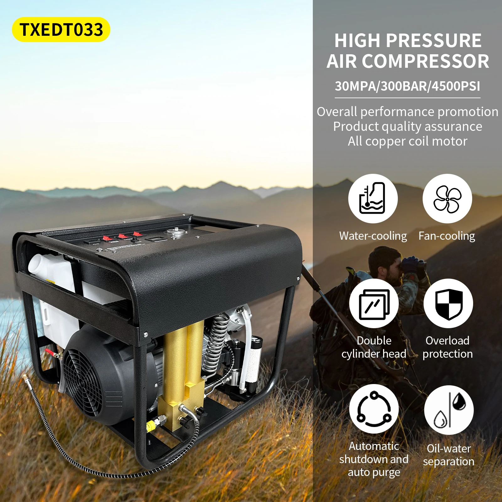 Auto Doorspuitklep Intelligentie 220 V/110 V 30mpa 300bar 4500psi Elektrische Auto Uitschakeling AC PCP Paintball Scuba Luchtcompressor