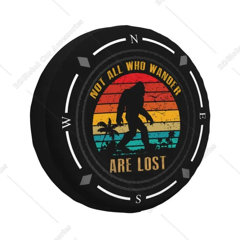 Custom Not All Who Wander Are Lost Bigfoot Spare Tire Cover for Jeep Hummer SUV RV Camper Car Wheel Protectors Accessories