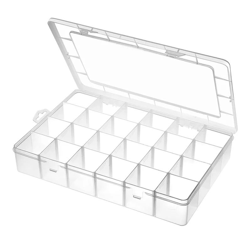Promotion! Large 24 Grids Plastic Organizer Box Adjustable Dividers,Clear Storage Box For Jewelry, Art DIY Crafts, Washi Tapes