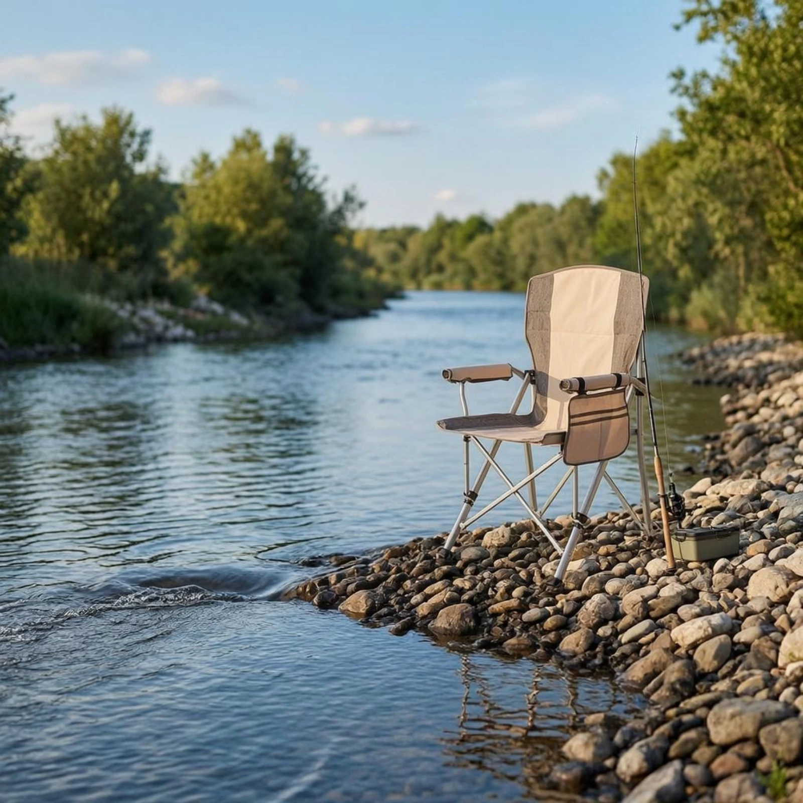 

Foldable Camping Chair Padded Armrests Portable Camping Chair Metal Frame for Fishing