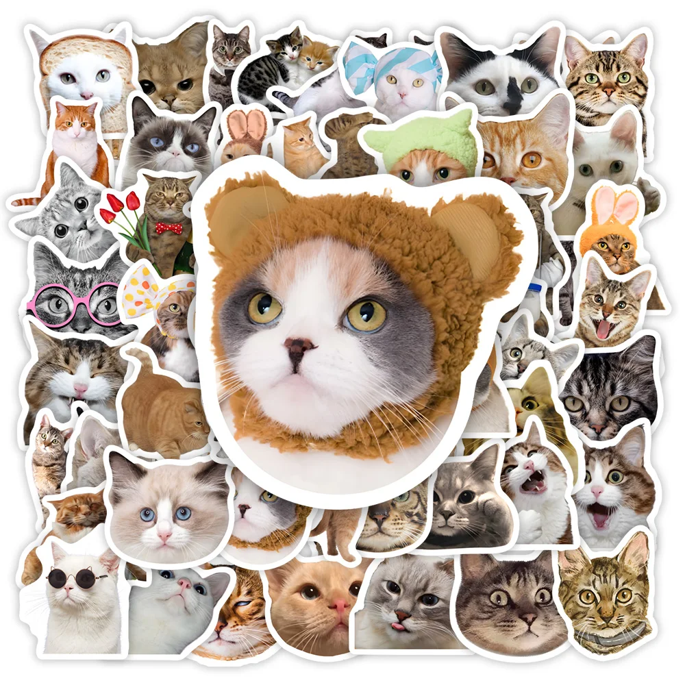 ملصقات مضحكة على شكل قطة للأطفال، لعبة هدية يمكنك صنعها بنفسك، ملصق تزيين لزجاجات أمتعة الكمبيوتر المحمول المقاومة للماء #1