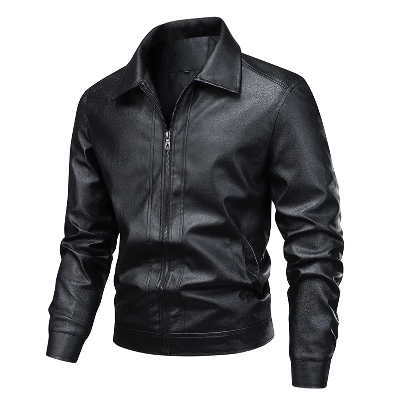 2029 New Style Leather Jacket for Men - Spring Men's Slim Lapel Coat Men's Shirt Windproof Casual Jacket Men's Asian Size