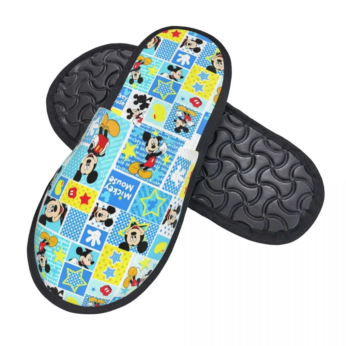 Custom Print Women Mickey Mouse Collage Cartoon House Slippers Cozy Warm Memory Foam Fluffy Slipper Indoor Outdoor Shoes