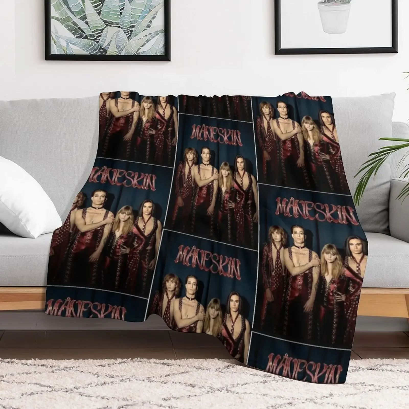 Maneskin rock band Maneskin Poster Throw Blanket Elegant Warm Throw Blanket for Hotel Home