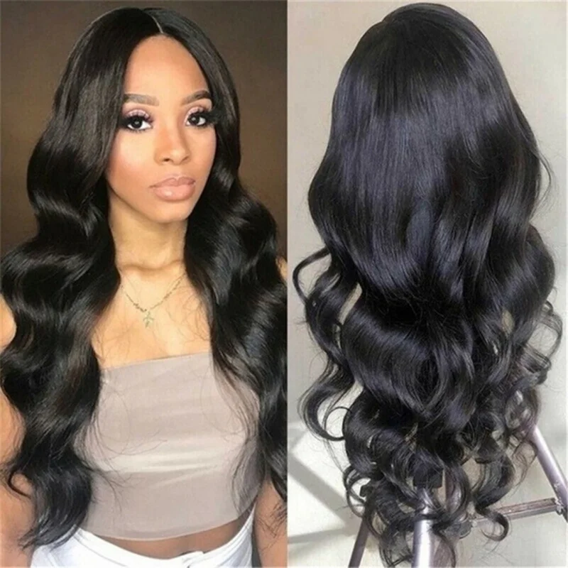 

4*1 Front lace wig, middle-parted, large wavy long curly hairpiece