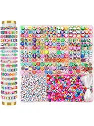 2300pcs Polymer Clay Beads Friendship Bracelet Making kit Cute Fun Charms Beads for Bracelet Making DIY Arts Crafts Gifts