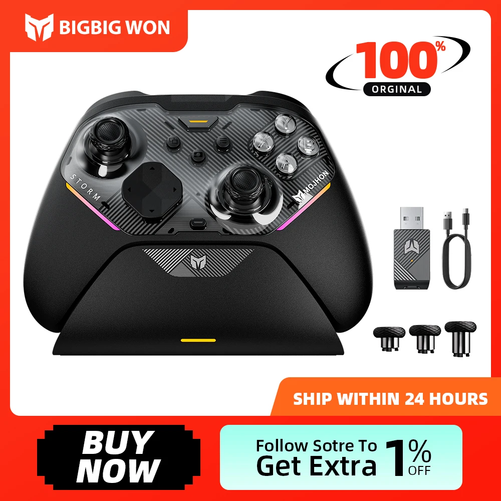BIGBIG Won Gale 2 Storm Game Controllers support Wired, 2.4G, and Bluetooth connections，for switch 1, switch 2,PC，iOS，Android