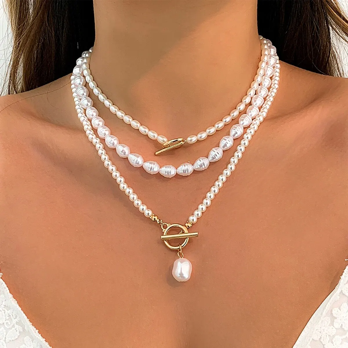 Elegancki Vintage sztuczna perła miłość wisiorek w kształcie serca Choker naszyjnik kobiety Punk OT klamra łańcuszek z koralików śr biżuteria Y2K akcesoria