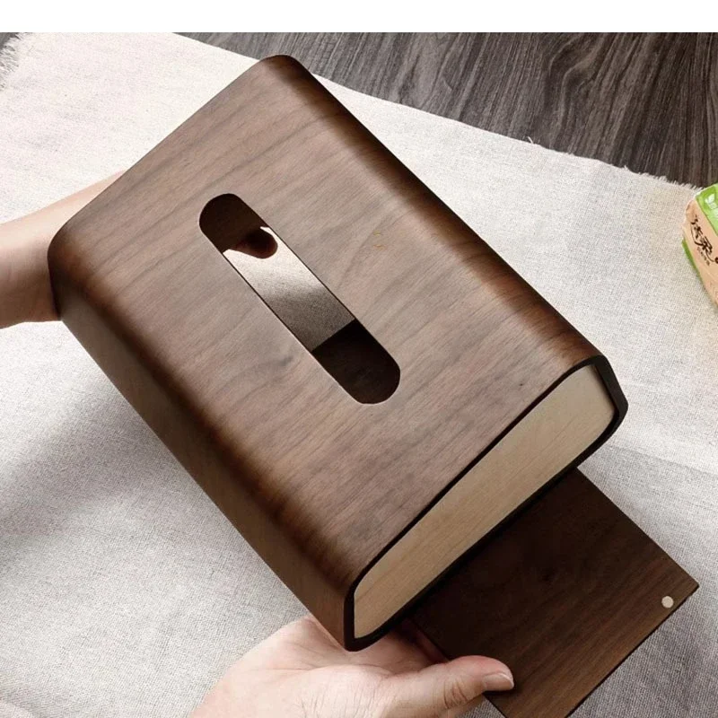 Simplicity Black Walnut Wood Tissue Box Tea Table Paper Drawing Napkin Household Storage Container