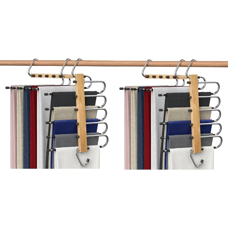 

4 Pack multiple pants hangers for closet, Non Slip Pant Jean Hangers Organizer, Pant Rack Hanger