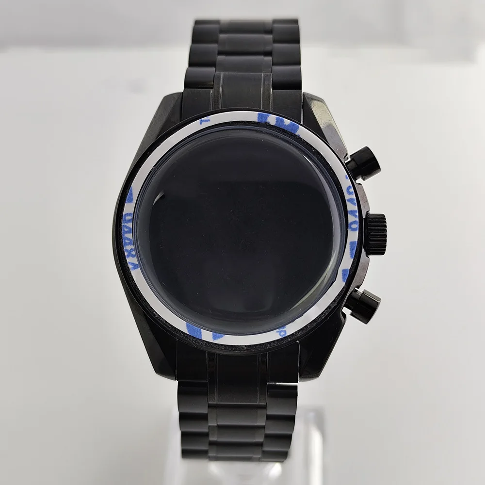 

39.7mm VK63 case VK64case 20mm stainless steel strap Fit for VK63VK64 quartz movement suitable for 32.5mm dial black case
