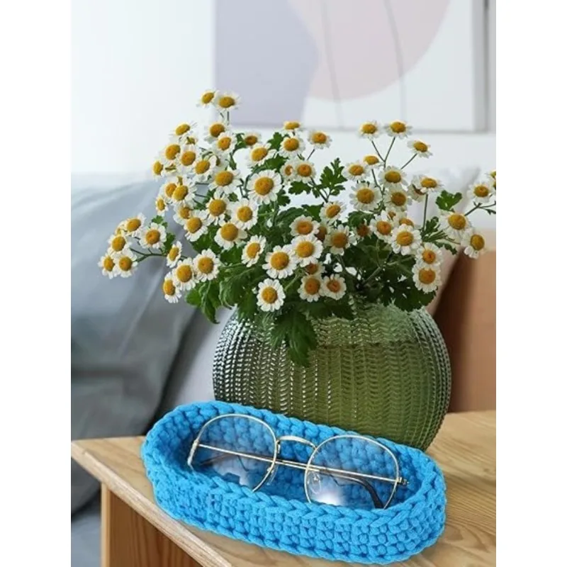 2026 New Handmade Woven Student Nearsighted Portable Eyewear Storage Box Pencil Case Cosmetics Storage Box Desktop Storage Box